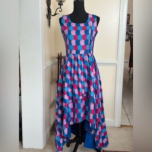 African Print Sleeveless High Low Dashik Dress